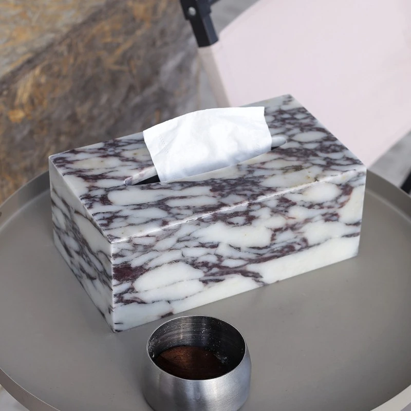 

Stone Material Tissue Boxes Restaurant Living Room Tissues Box Luxury Desktop Napkin Case Dining Table Dustproof Napkins Boxes