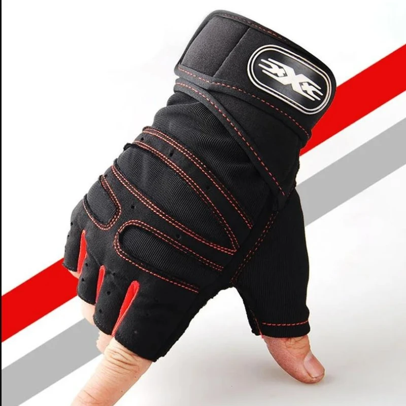 Gym Fitness Heavyweight Training Gloves Men Women Mittens Body Building Half Finger Non-Slip Gloves Wrist Weightlifting Sports