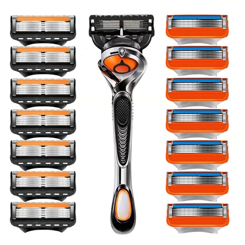 4-16 PCS Stainless Steel Blade Sharp 5 Layer Safety Razor for Fusion Manual Razor Blades Replacement Refills Blades