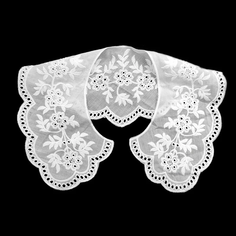 Popular lace White black cotton Embroidered Lace Neckline Collar Guipure Applique Trim Sewing cloth Womens dresses accessory