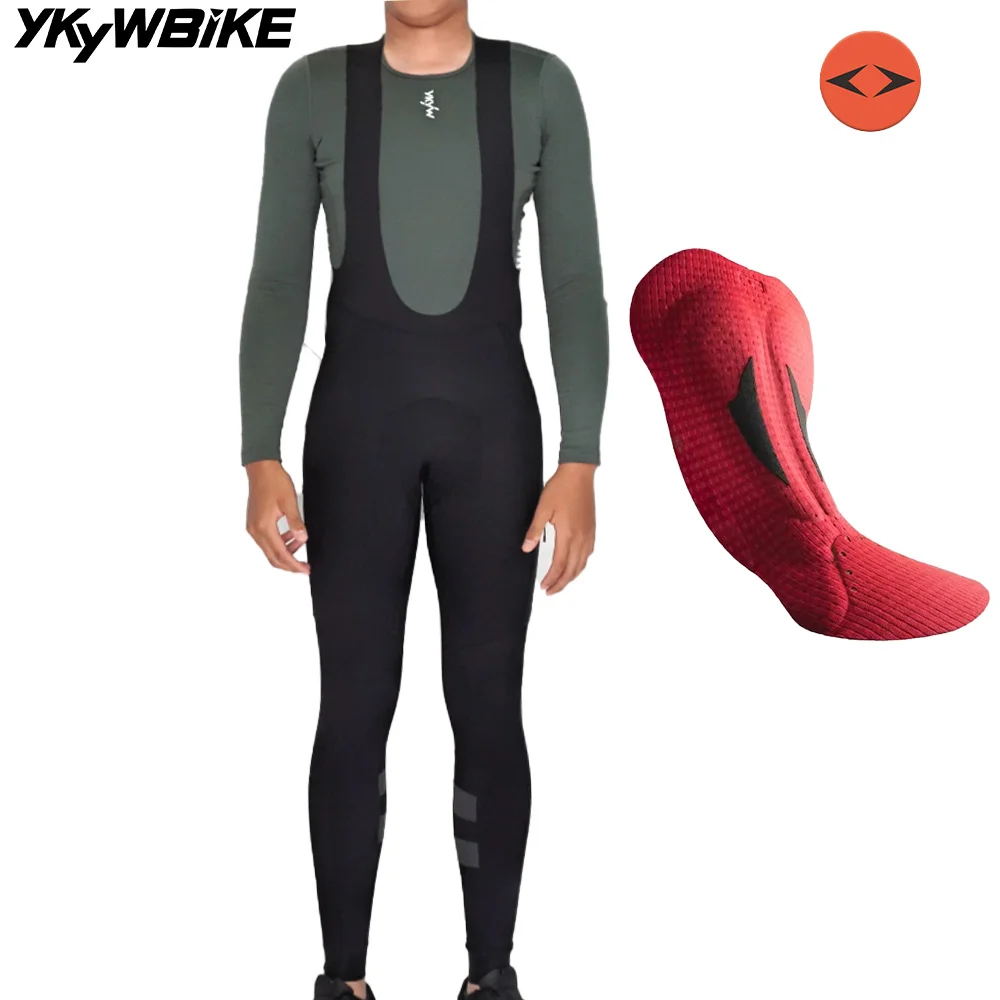 YKYWBIKE Cycling Bib Tights Men 4 Pockets Winter&Autumn Waterproof Bicycle Road Bike Bib Long Pants Fleece 7 Hours Interface