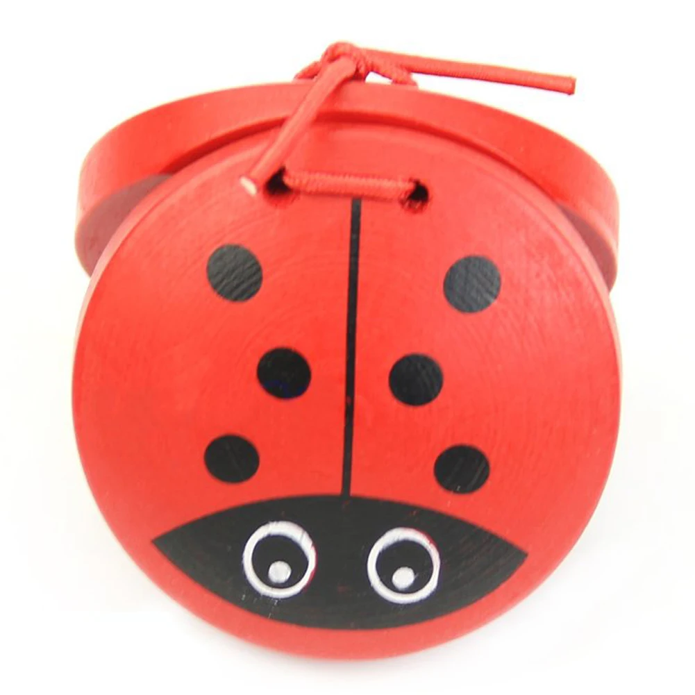 1pc Kid Children Cartoon Wooden Castanet Toy Musical Percussion Instrument