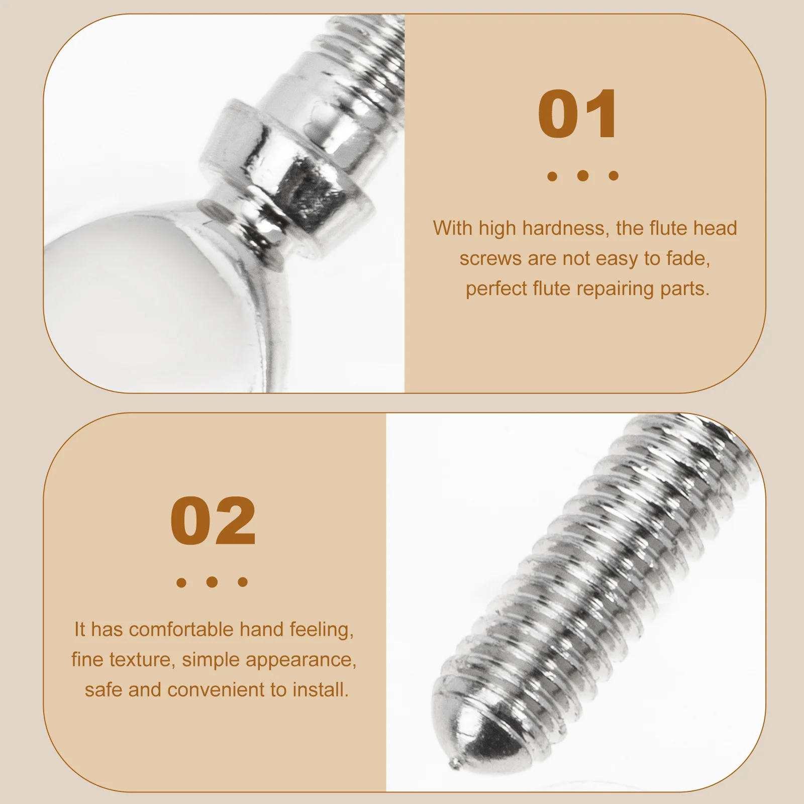 

2Pcs Flute Head Screws Copper Durable Repair Replacement Practical Flute Parts Music Accessories Music Instrument Parts