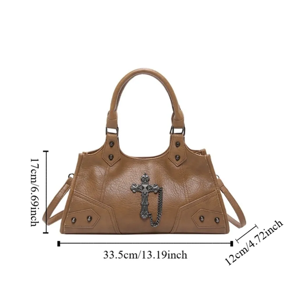 PU-leer gotische crossbody tas grote capaciteit modeontwerp locomotief stijl onderarmtas effen kleur Koreaanse stijl