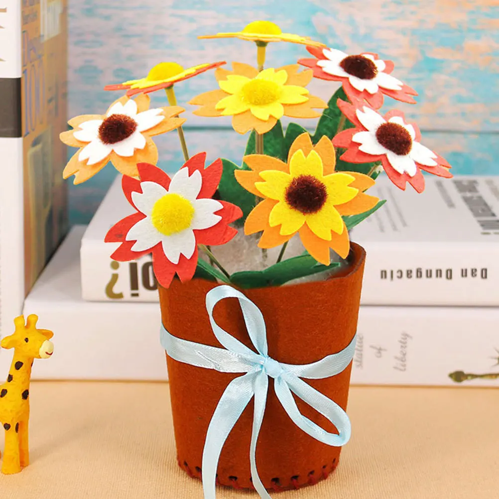Kit de Material para Vaso de Flores DIY com 8 Peças, Tecido de Feltro Colorido, Criativo para Crianças e Adolescentes, Conjunto de Não-Tecidos para Decoração de Casamento, Presente de Dia dos Namorados, Arte e Artesanato