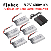 3.7V 400mAh Lipo Battery For X4 H107 H31 KY101 E33C E33 U816A V252 H6C RC Drone Spare Parts 3.7V 1S Battery with XH2.54 Charger