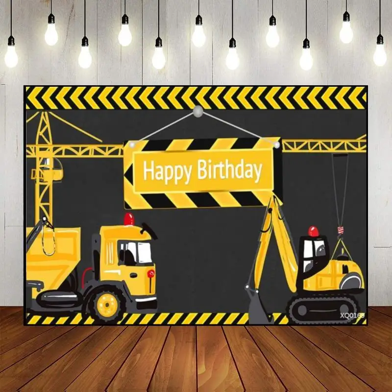 Construction Machinery Bulldozer Background Custom Birthday Backdrop Forklift Decoration Paver Photo Party Photography Backdrops