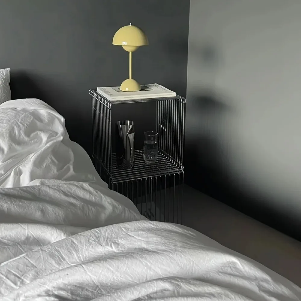 Silvery Metal Geometric Designer Lip-Shaped Stool Creative Storage Solution for Small Apartments Corner Utilization