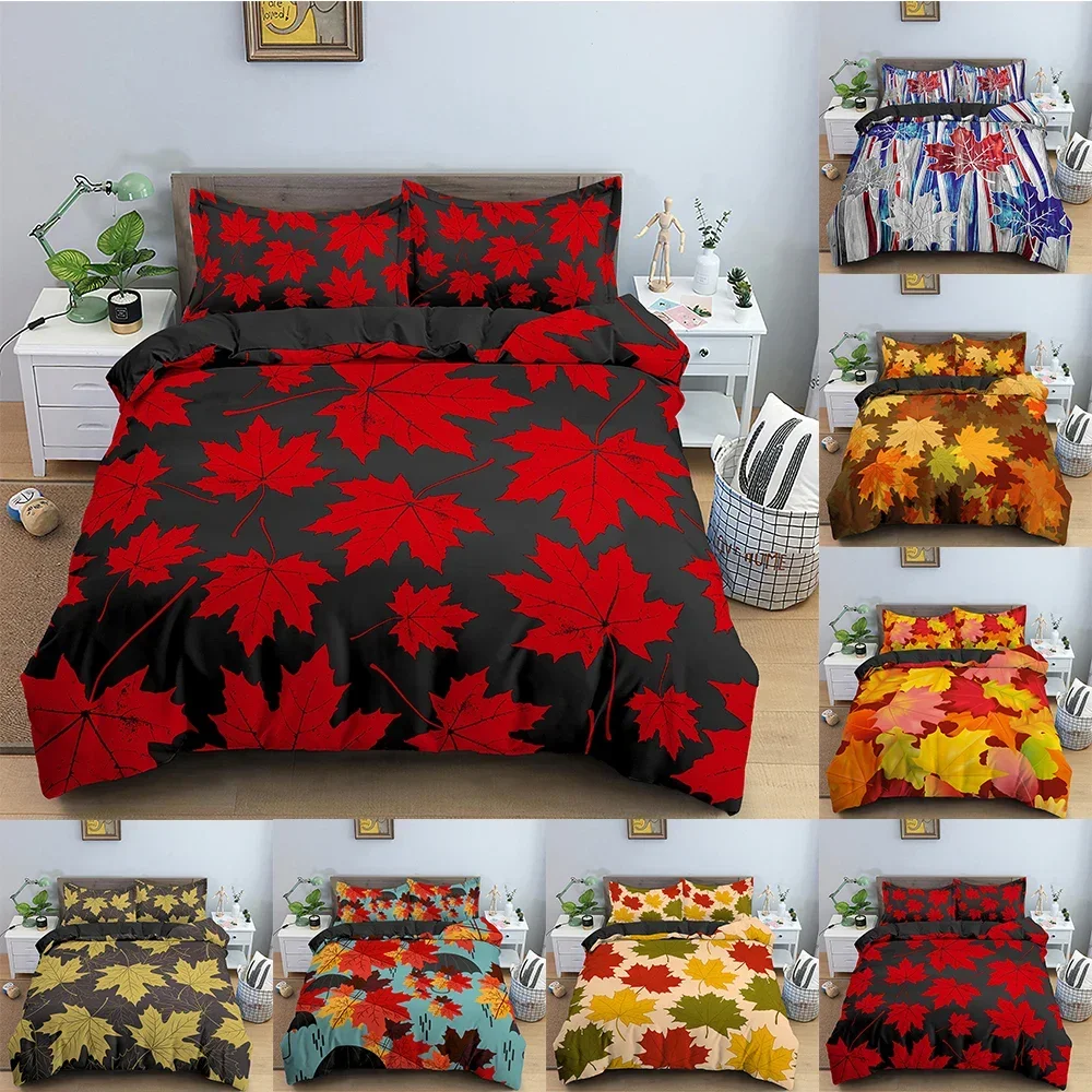 

Maple Leaves Duvet Cover Leaf Pattern Bedding Set Comforter Covers Bedroom Twin King Size Soft Quilt Cover Home Textile 2/3ps