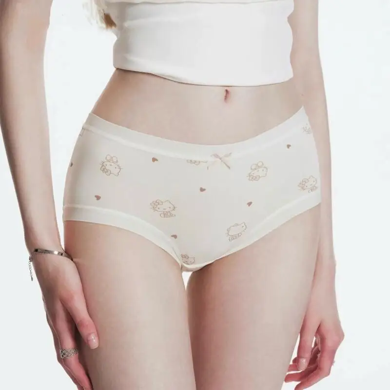 New Sanrio Hello Kitty Underwear Kawaii Cartoon Anime Printed Accessories Straightened Underwear Girl Sexy Thin Style Interior