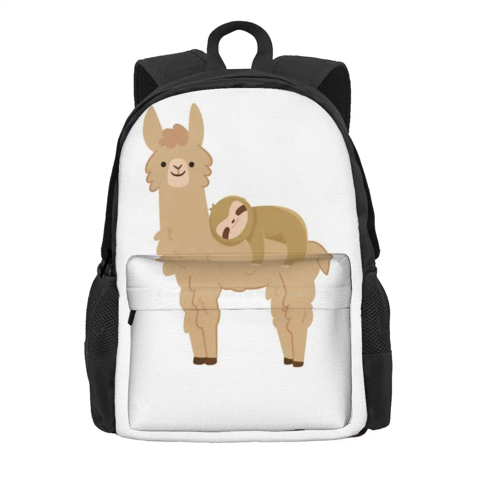 Adorable Sloth Relaxing On A Llama | Funny Llama Sloth Hot Sale Schoolbag Backpack Fashion Bags Funny Sloth Llama Funny Llama