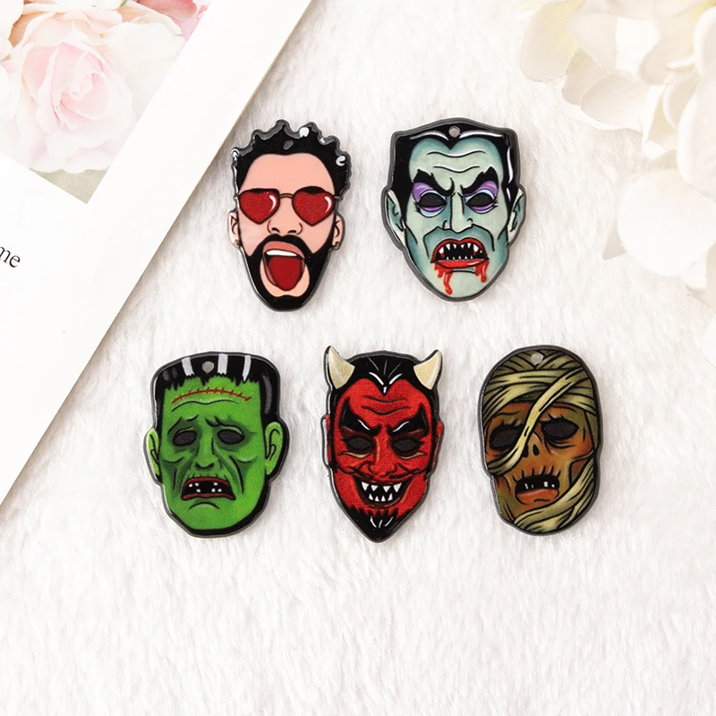 10 Pcs/Lot Horror Acrylic Charms Creative Bloody Devil For Earring Keychain Necklace Diy Making