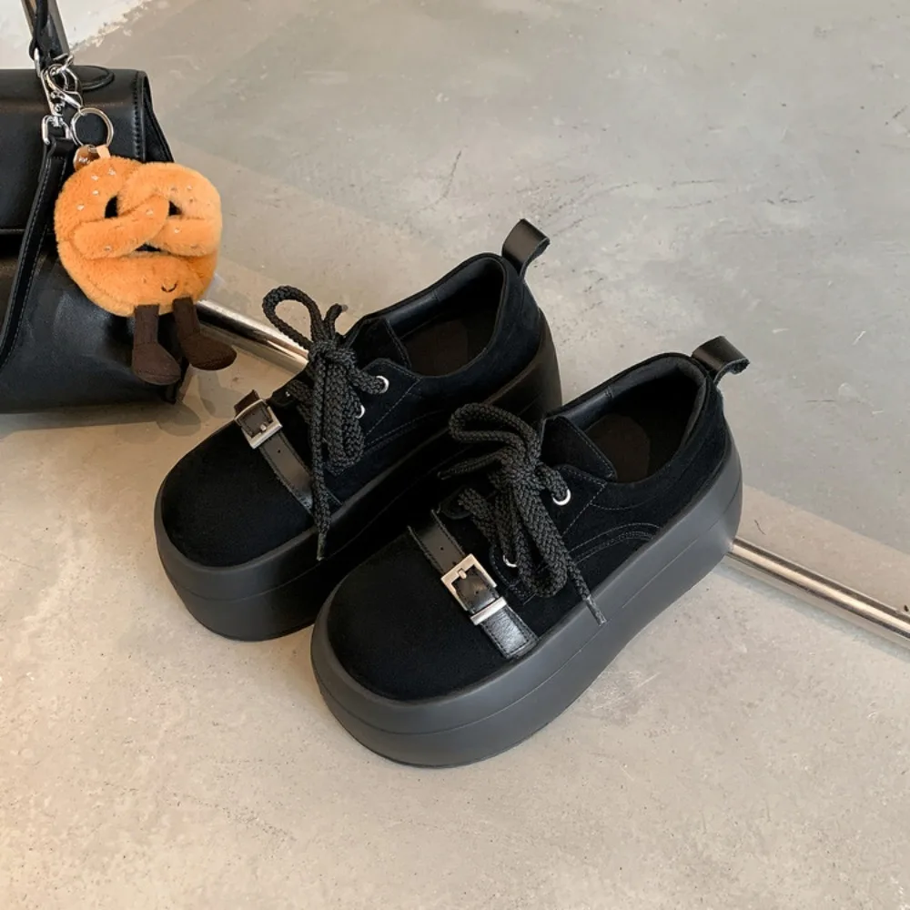 New High Platform Sneakers Women's Lace Up Trainers Chunky Shoes Woman Designer Faux Leather Runway Shoes Youth Elevated Sneaker