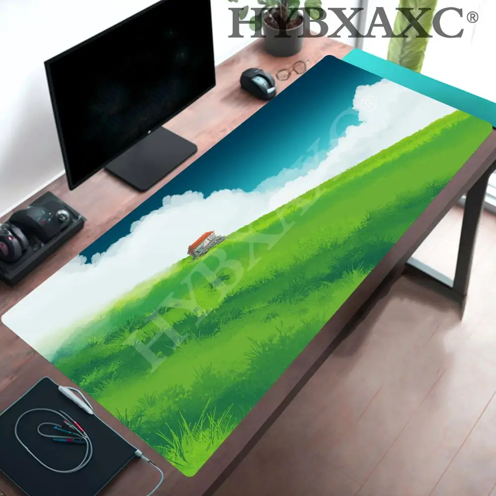 

Коврик для мыши HYBXAXC MAesthetic Hill House, коврик для стола с изображением зеленой ливеранской травы, мягкий нескользящий большой игровой коврик для мыши для декора спальни