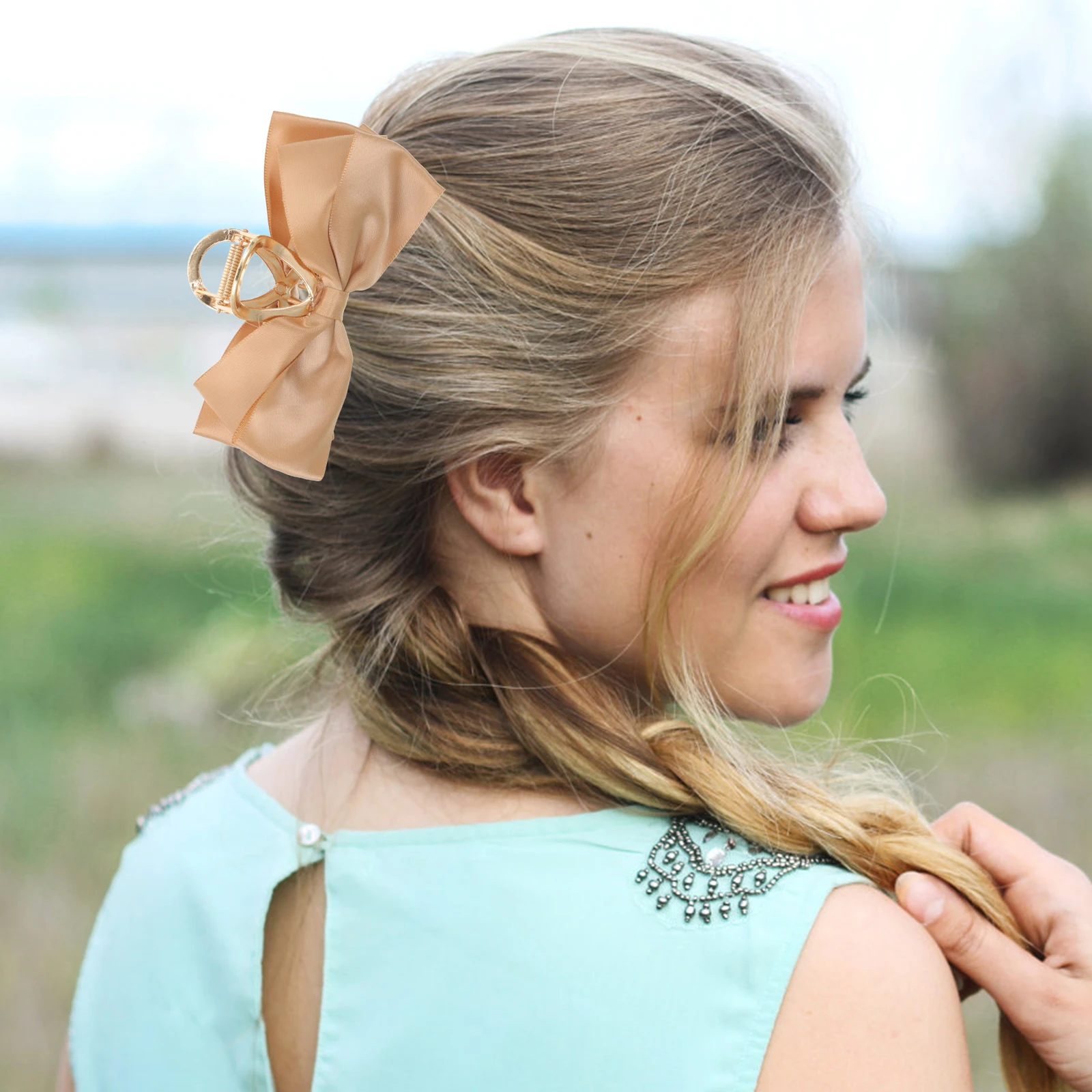 

2pcs Big Bow Non Slip Clamps Aesthetic Dress Up Accessories Women Durable Large Clips For Thin Thick Clip Bowknot Hair Claw Clip