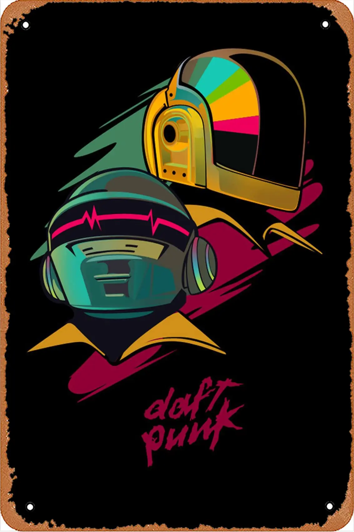 Daft Punk Poster Band Poster (6) Metal Sign Retro Wall Decor for Home Gate Garden Bars Restaurants Cafes Office Store Pubs Club