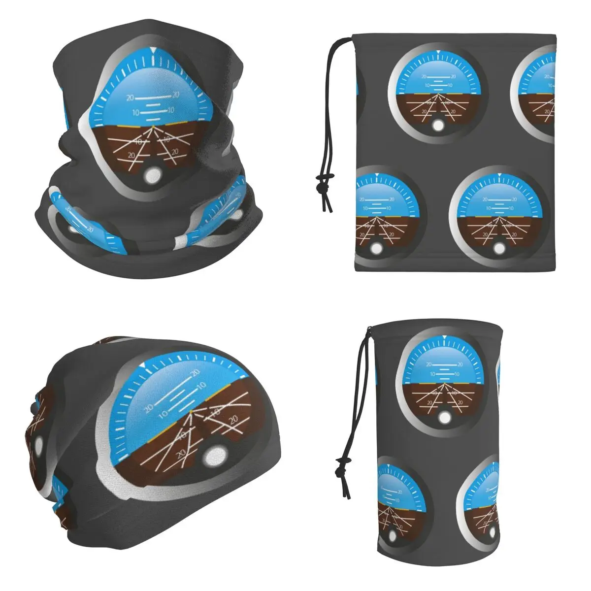 Airplane Pilot Attitude Gyro Cockpit Dial Bandana Neck Cover Mask Scarf Hiking Fishing Face Mask For Men Women Adult Breathable