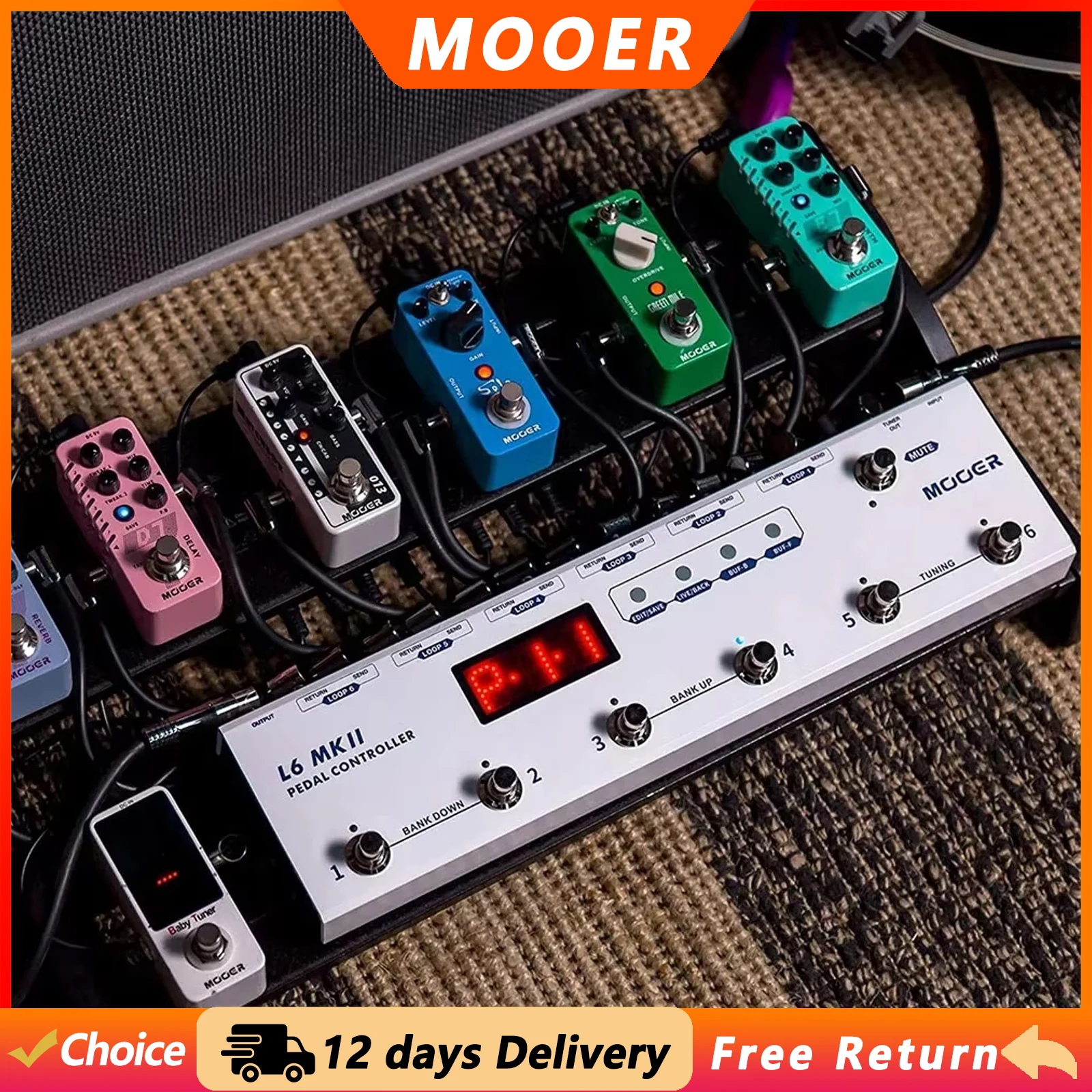 MOOER PCL6 MKII Pedal Controller Programmable Loopswitcher with 6 Loops L6 Electric Bass Pedal Effects Guitar Accessories