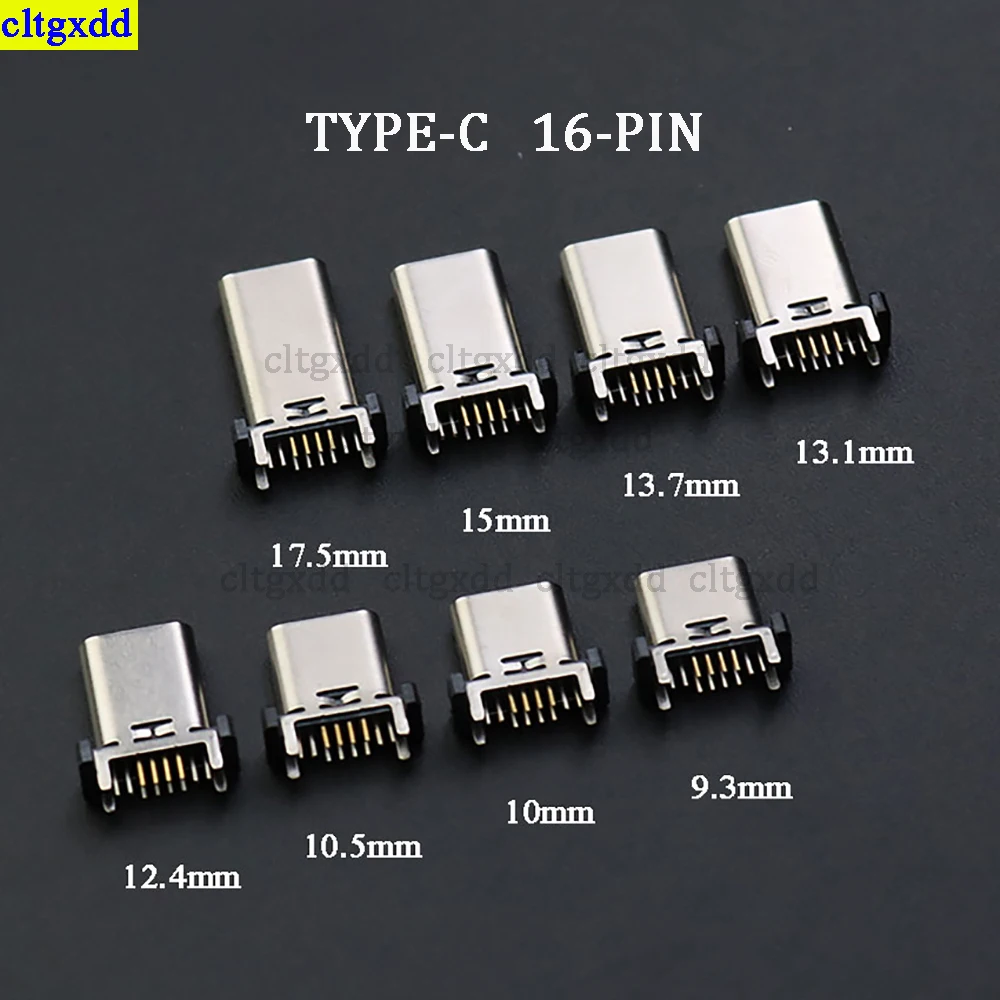 Cltgxdd 2-częściowe gniazdo żeńskie USB typu C 16-pinowe pionowe 180 stopni 9,3/10/10,5/12,4/13,1/13,7/15/17,5 mm Złącze typu C