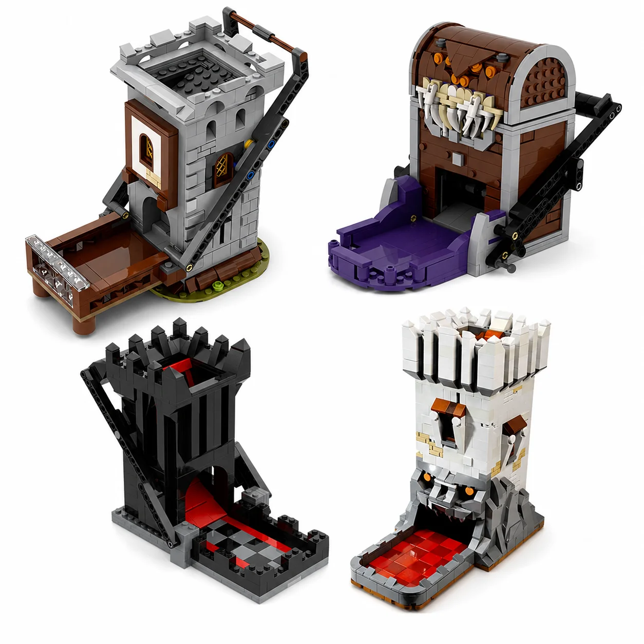 Mechanical Auto Loading Dice Tower Bricks Fantasy Mimic Castle Blocks for DND Tabletop RPG Board Game Accessory