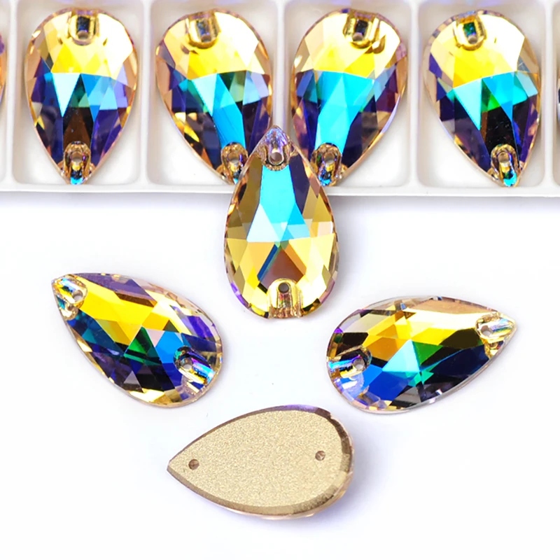 Pubrilex Abgeschrägte Strass-Mischformen zum Aufnähen für Kleider, Skateranzüge, Gymnastikbekleidung und Accessoires – New Paradise Shine – Detail 6