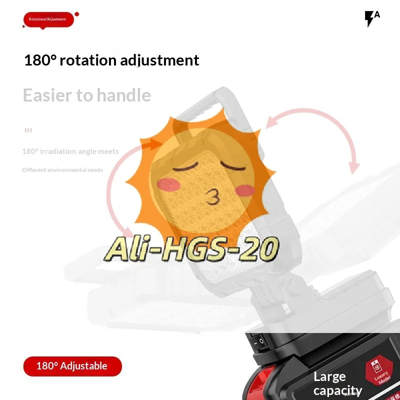 مصباح عمل LED 3/4/5 بوصة - USB مزدوج ومقبض، مصباح مهام محمول لأدوات ليثيوم أيون 18 فولت #1