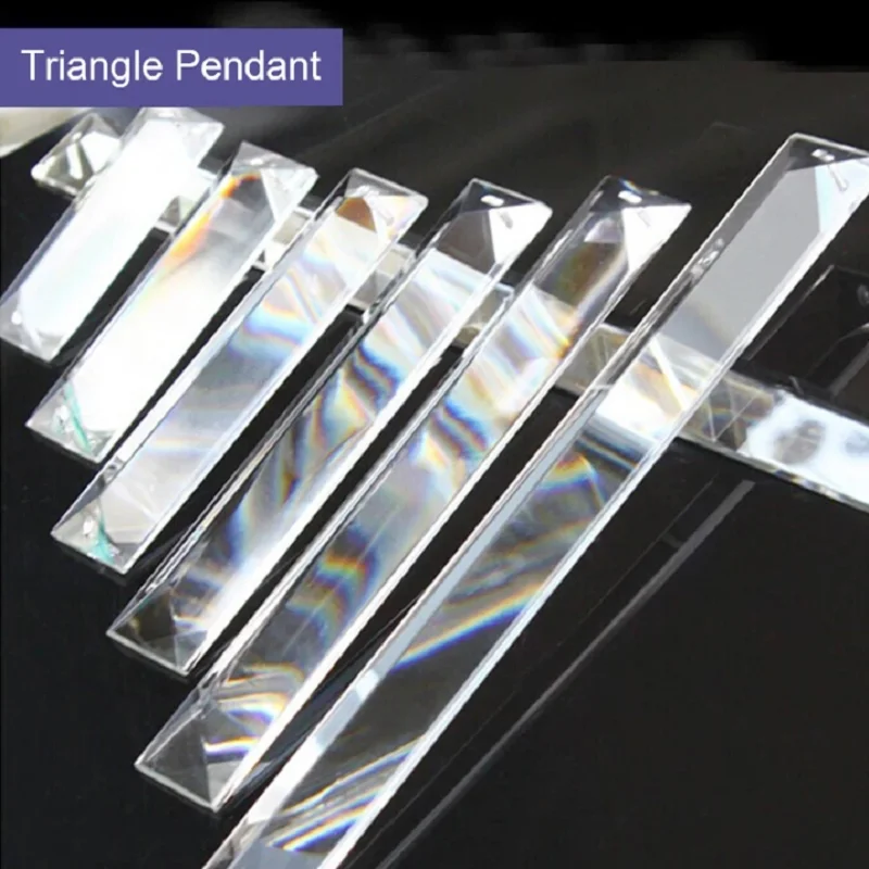 

Trimming Triangle 100pcs Crystal Clear Prism In 1 Hole/2 Holes Glass Chandeliers Pendants Parts Glass Lamp Drop Pendants