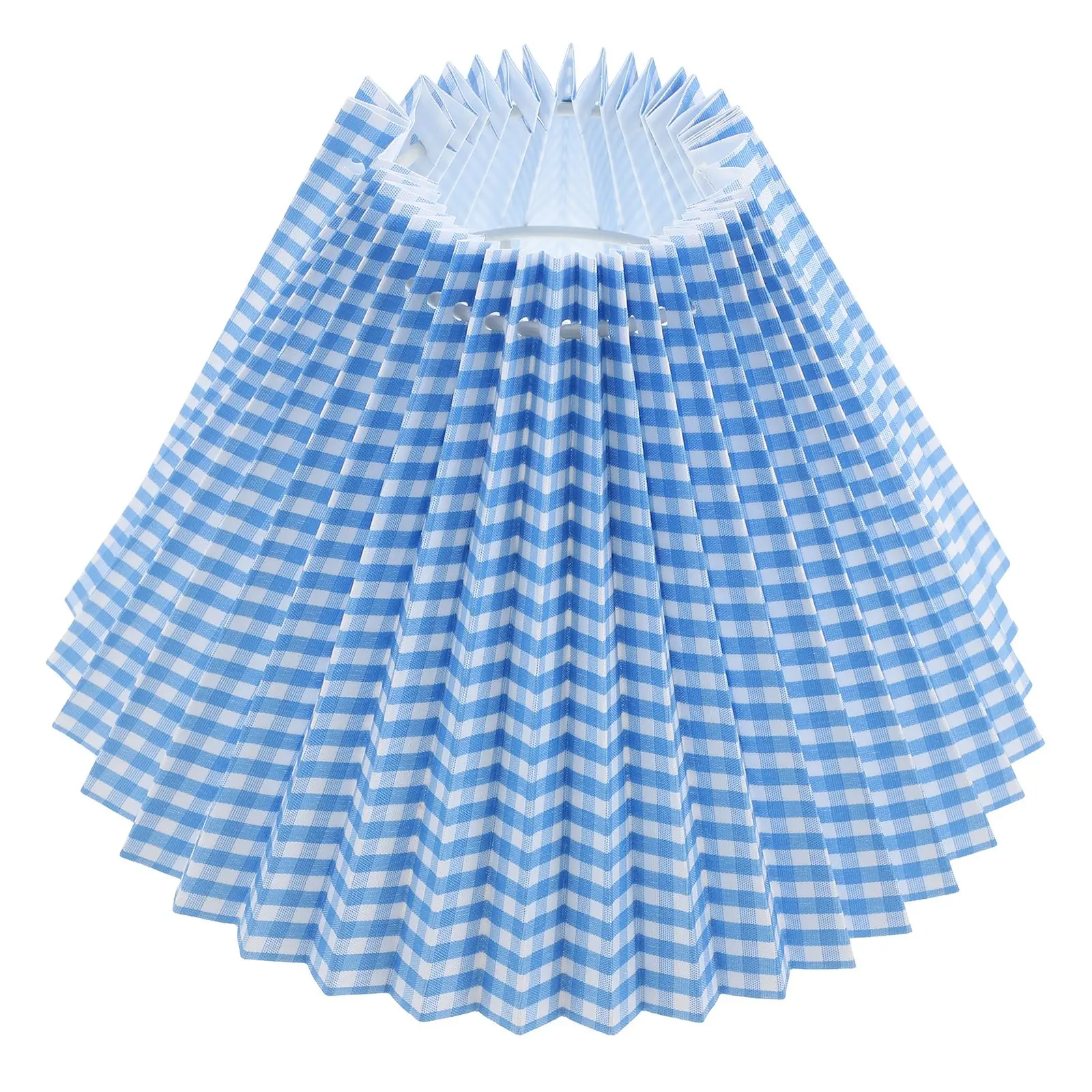 

Blue Grid Light Cover Grid Grain Pleated Lampshade E27 Pleated Cloth Light Shade Cover Modern Decor Easy Use Storage