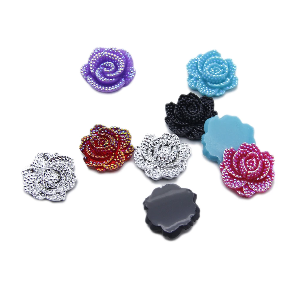 Multicolor Bling Rhinestone Rose Ornaments, Floral Cabochons for DIY Slime Hairpin Stationery Decoration