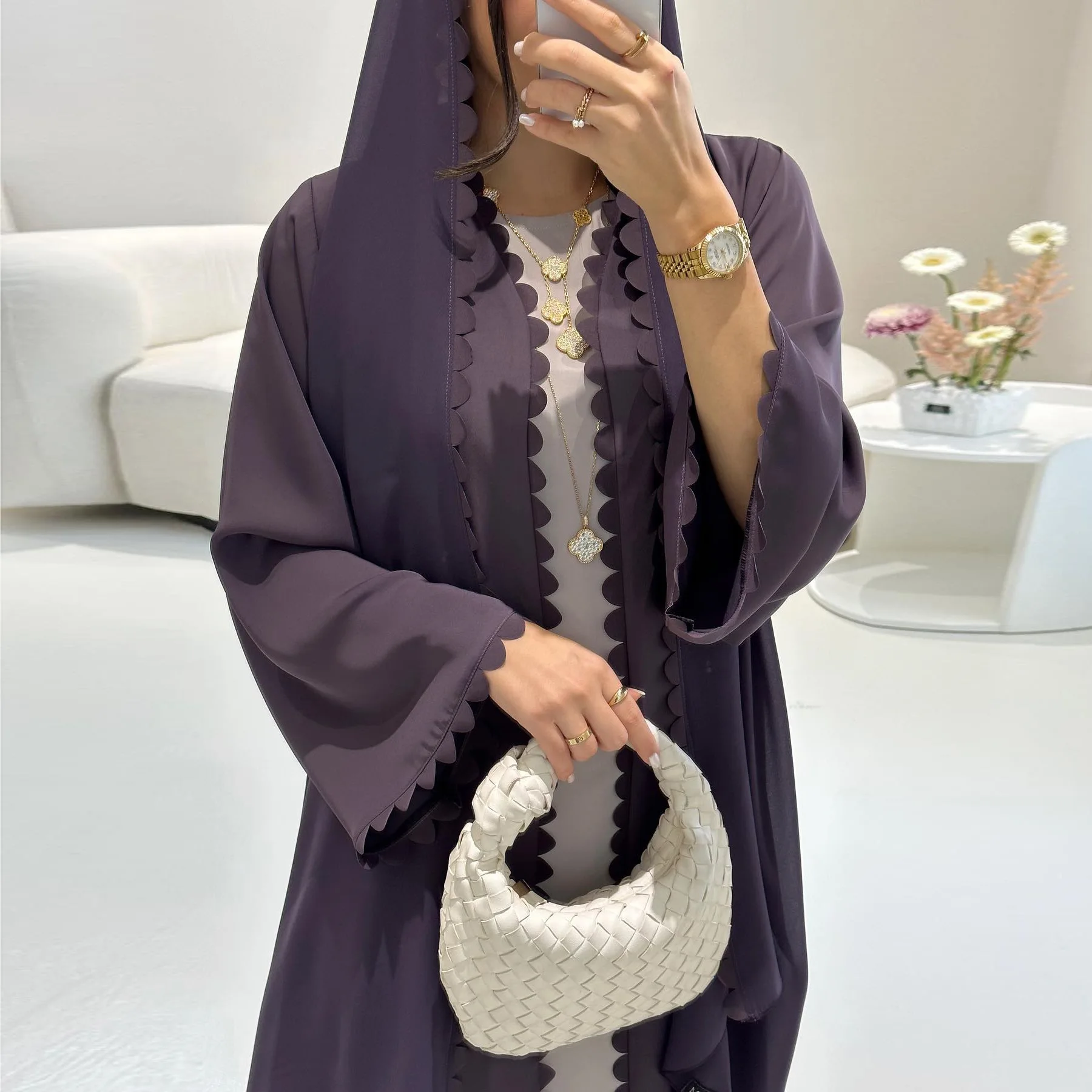 Mq193 2025 Tiktok Moda Dubaj Turcja Elegancki Kardigan z Dwuczęściowym Szalem Abaja Abaja Ramadan Dubaj Luksus Islam Elegancki