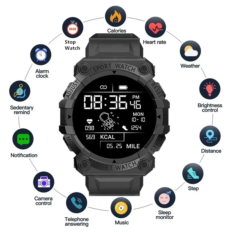 Smartwatch Men Woman Fitness Bracelet Sport Music Control Bluetooth Connection Smart Watch Clock Alarm Weather Message FD68S Y56