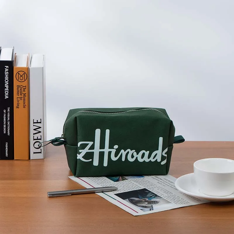 Fashion Design Cotton Makeup Bag with Zipper And Brand Logo Women's Cosmetic Pouch