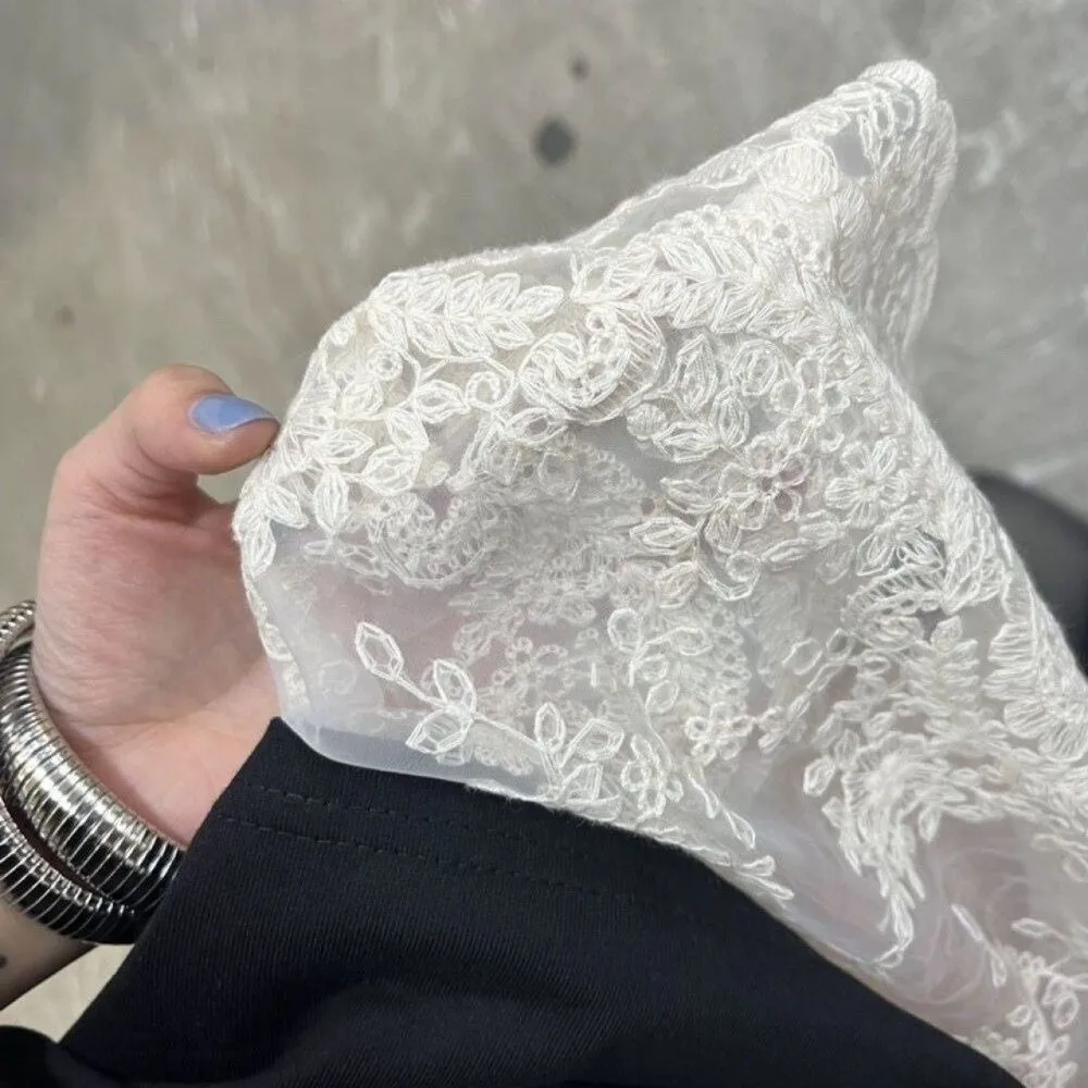 Hollow Out Lace Midi Skirt Vintage Mid Length Lace Half Skirt Elastic Waist Summer Thin High Waist Skirt Street Fashion
