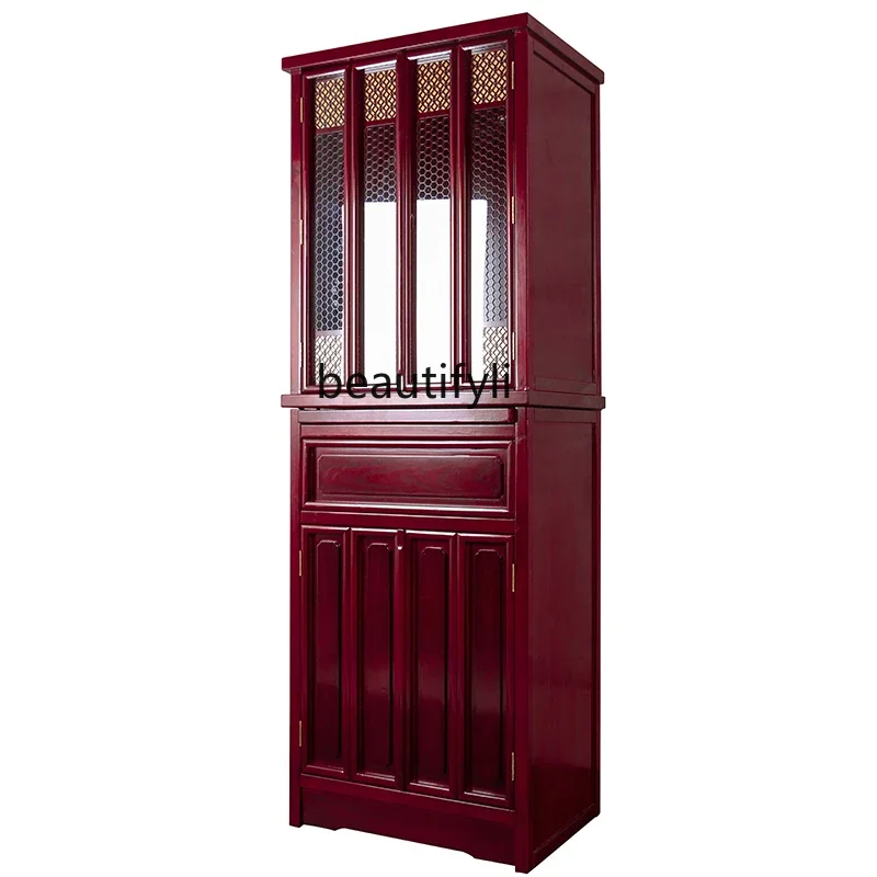 

Household Buddha Cabinet with Door Solid Wood Shrine God of Wealth Cabinet Modern Minimalist Buddha Statue Enshrine Sets