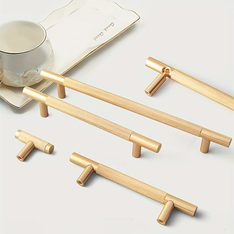 1Pc Modern Golden Knurled  Knobs Upgrade Kitchen Cabinets & Drawers with These Stylish Handles