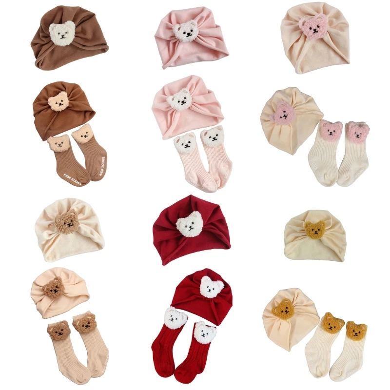 Spring Autumn Baby Hat Socks Cartoon Caps Soft Breathable