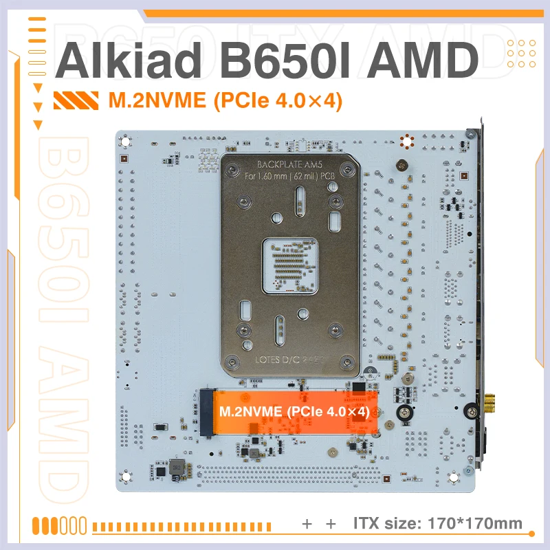 ERYING B650i 마더보드 ITX, AMD Ryzen 7000/8000/9000 시리즈 CPU, 듀얼 채널 DDR5 RAM 2 * Pcie4.0 x 4 M.2 ARGB 소켓 AM5 지원