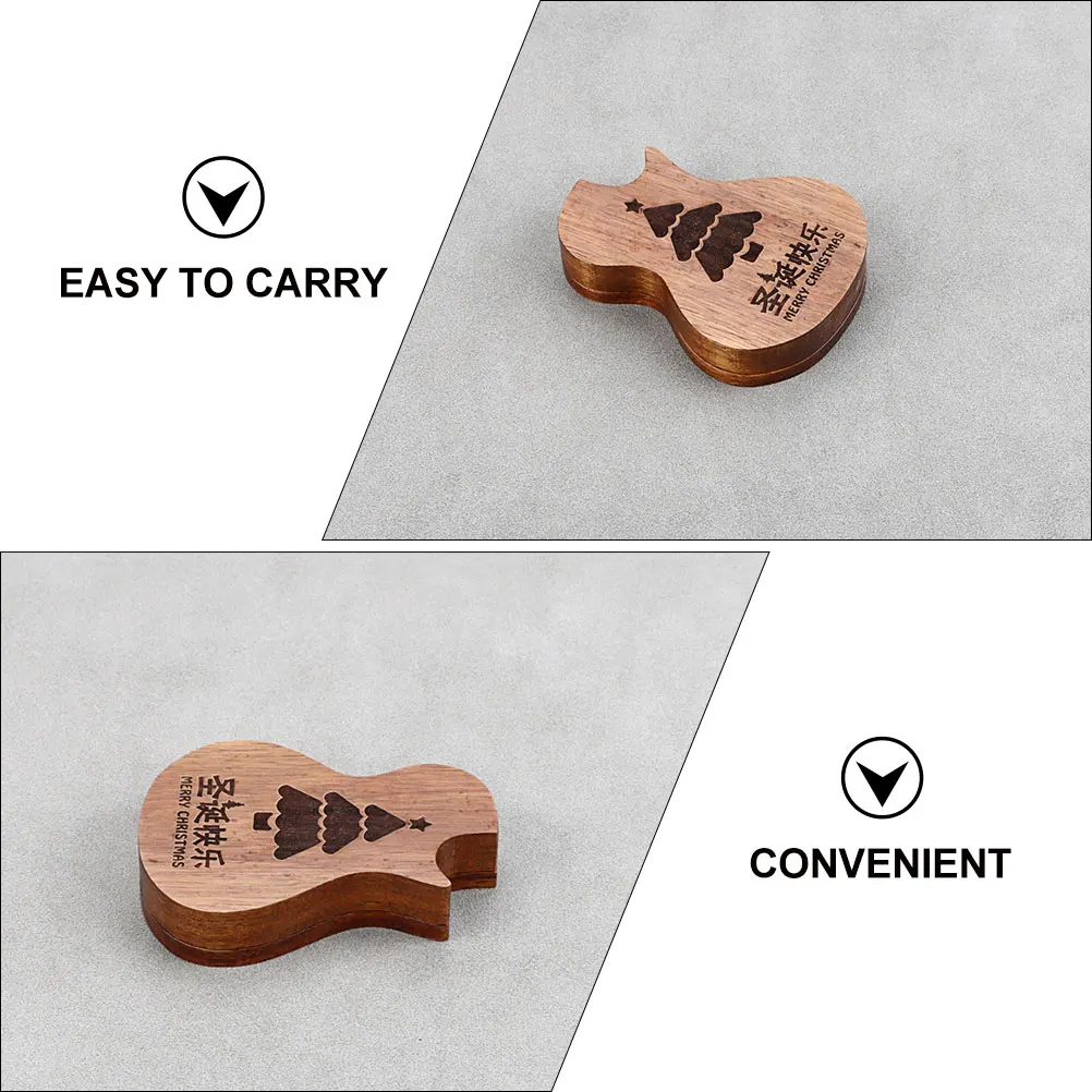 

Christmas Tree Guitar Wood Holder 3 Compartments Plectrum Storage Organizer Picks Case Guitar Ukulele Accessories