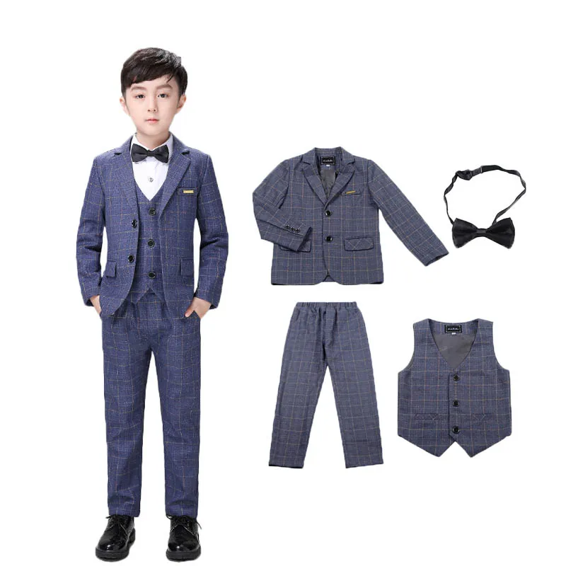 

Kids Luxurious 4Pieces Formal Jacket+Vest Pants Bowtie Wedding Suit Flower Boys Birthday Dress Gentleman Children Party Costume