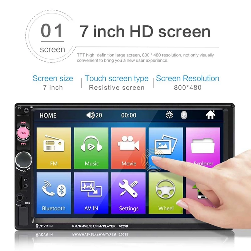 2 Din 7 Inch Touch Screen Autoradio Car Player FM Radio Bluetooth Stereo Auto Support Rear View Camera MP5 Player 7023B