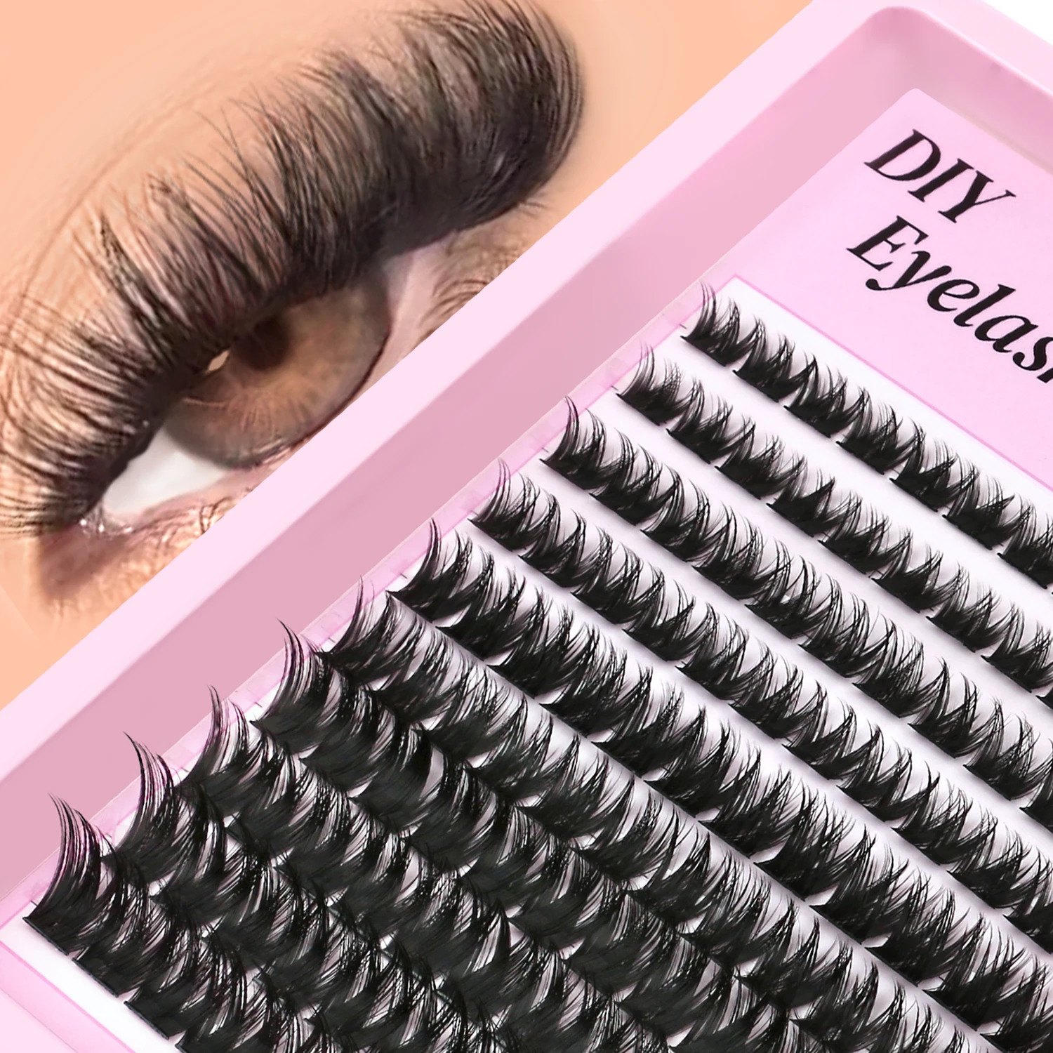 LASVIREY DIY Wimpernbüschel Flauschige Dicke Cluster-Wimpern Gemischtes Set Einzelne Wimpern Komplettes Set Faux Mink Wimpernverlängerung