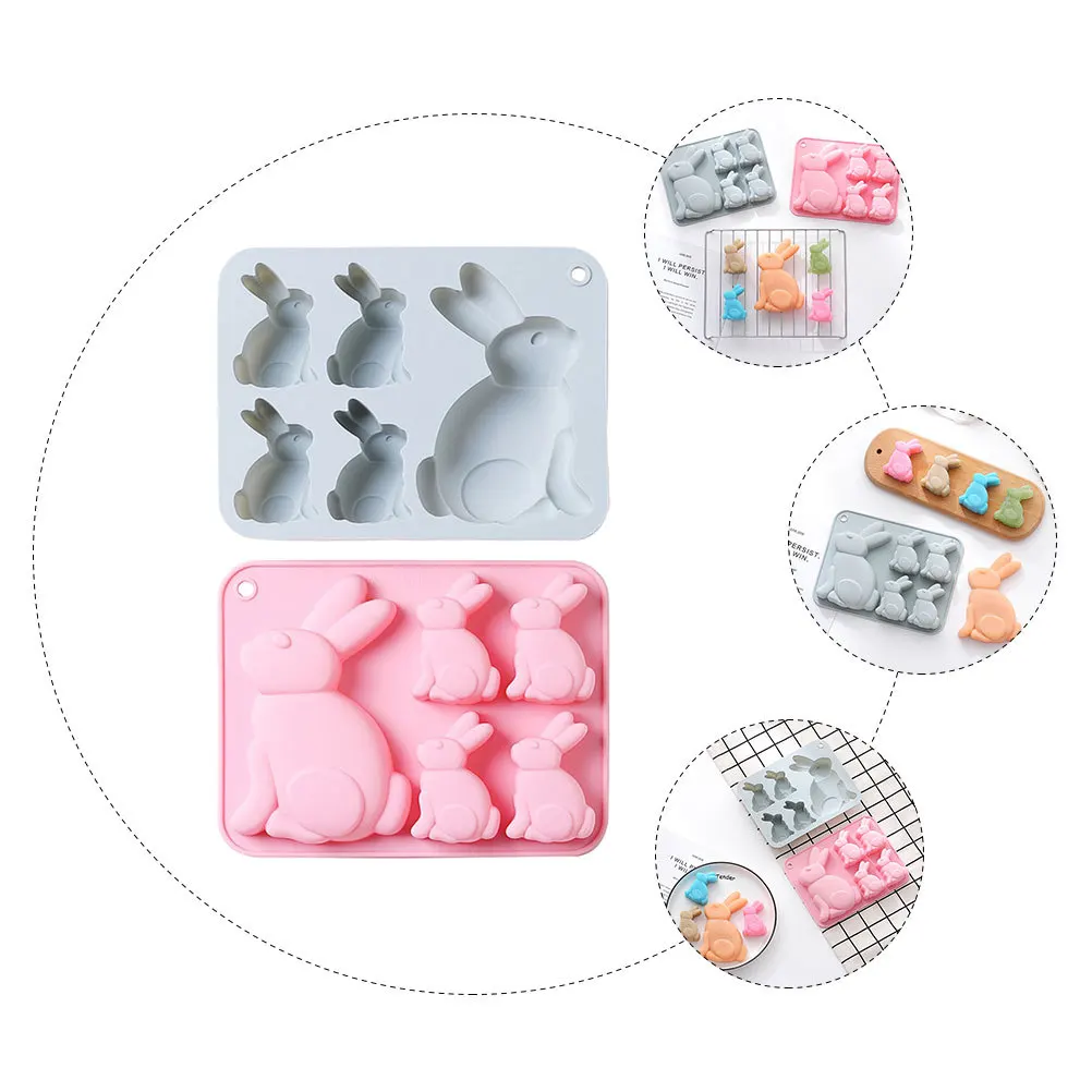 

2Pcs Easter Bunny Cake Pans for Baking Chocolate Molds Silicone Non-Stick Multi-Functional Kitchen Baking Supply