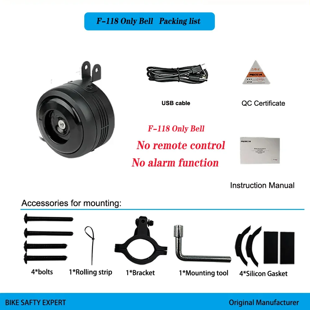 FEDOG Bicycle Electric Horn Super Loud Anti-Theft Alarm Scooter MTB Mountain Bike Anti-Theft Alarm Waterproof USB Charging image 3