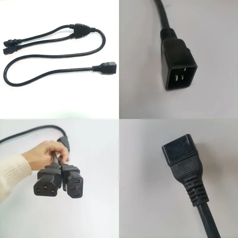 3 Cores 14AWG Nema 5-15P to IEC C20/C13 Splitter Power Cord 2ft/3ft/5ft/6ft Lengths 2x C13 Legs for Home Appliance & Computer