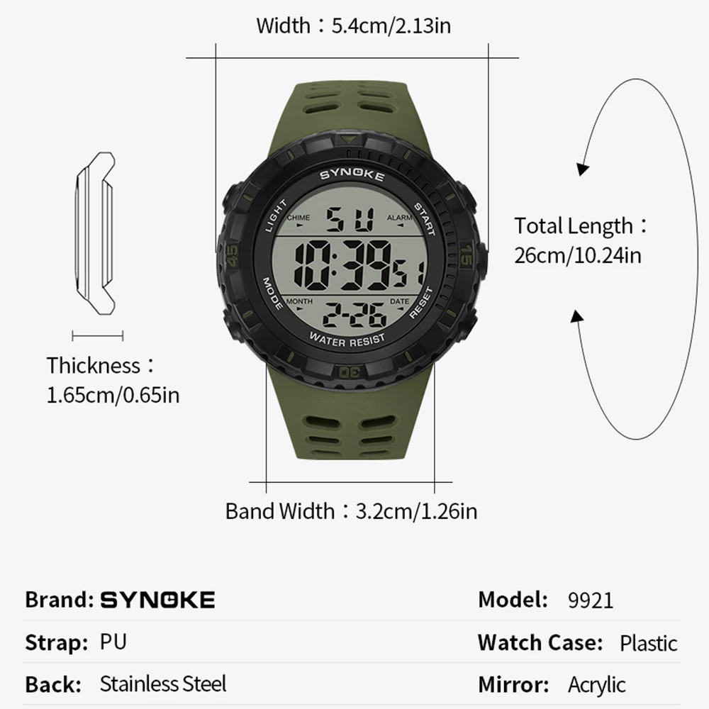 Men\'s Sports Durable Electronic Watch, Trendy Fashion Luminous Watch With Alarm, Stopwatch, Date Function