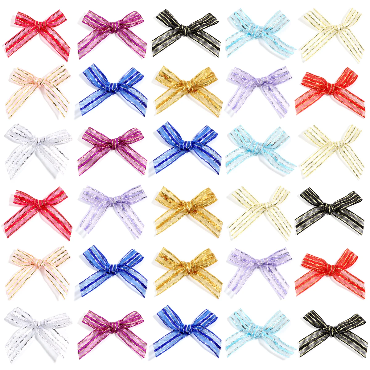 

30Pcs 4*3cm Satin Ribbon Bows With Gold Silk Handmade Ribbon Bow For DIY Sewing Crafts Clothes Headwear Party Wedding Decor