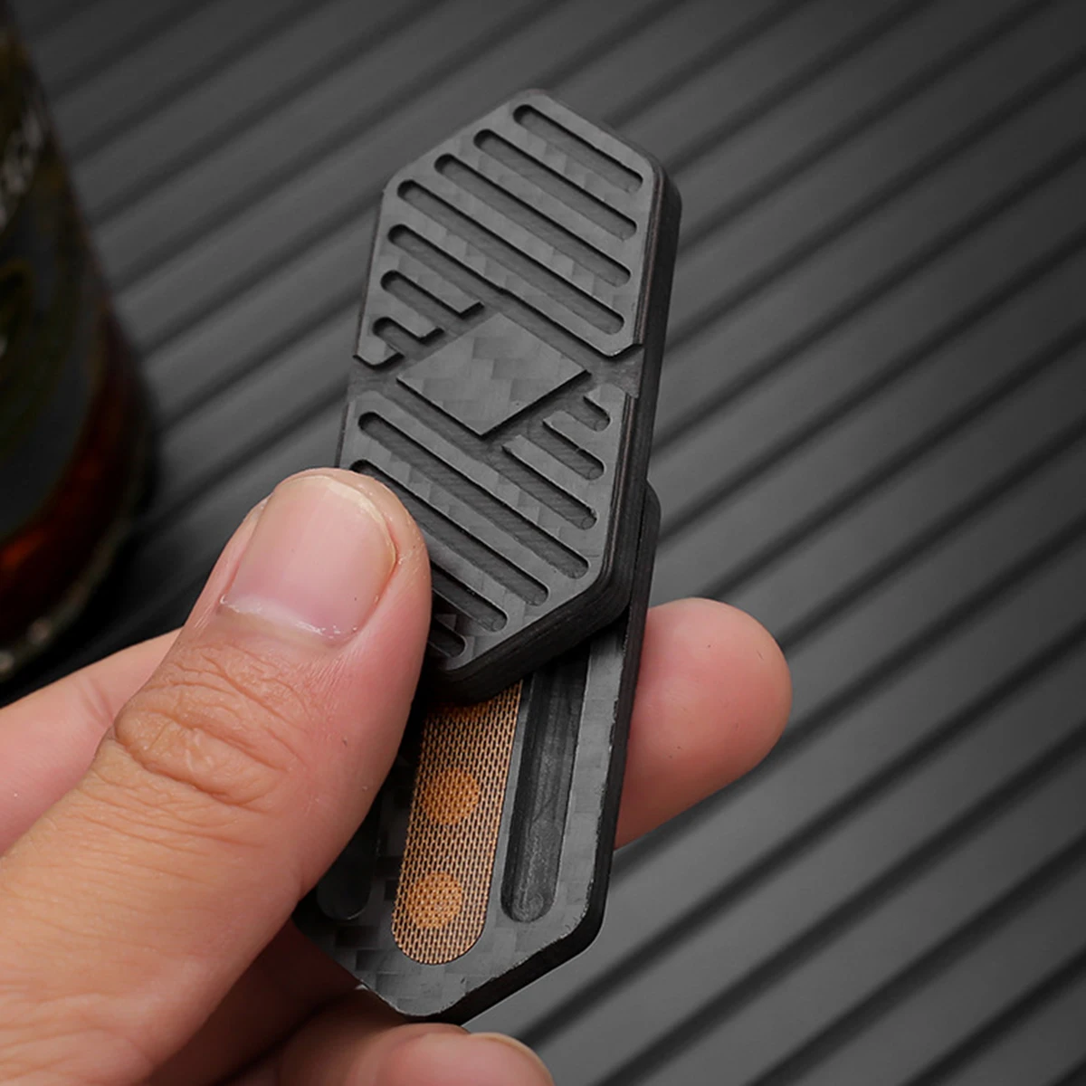 Infinite Rhombus Carbon Fiber Fidget Push Slider EDC Fidget Anti Stress Toy Hand Spinner Anxiety Autism Stress Relief For Adult