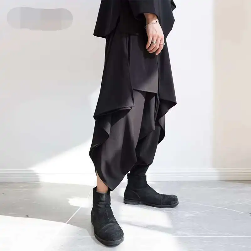 Men's Pants Spring And Autumn Casual Pants Stylist Culottes Men Black Personality Irregular Knickerbockers Yamamoto Style
