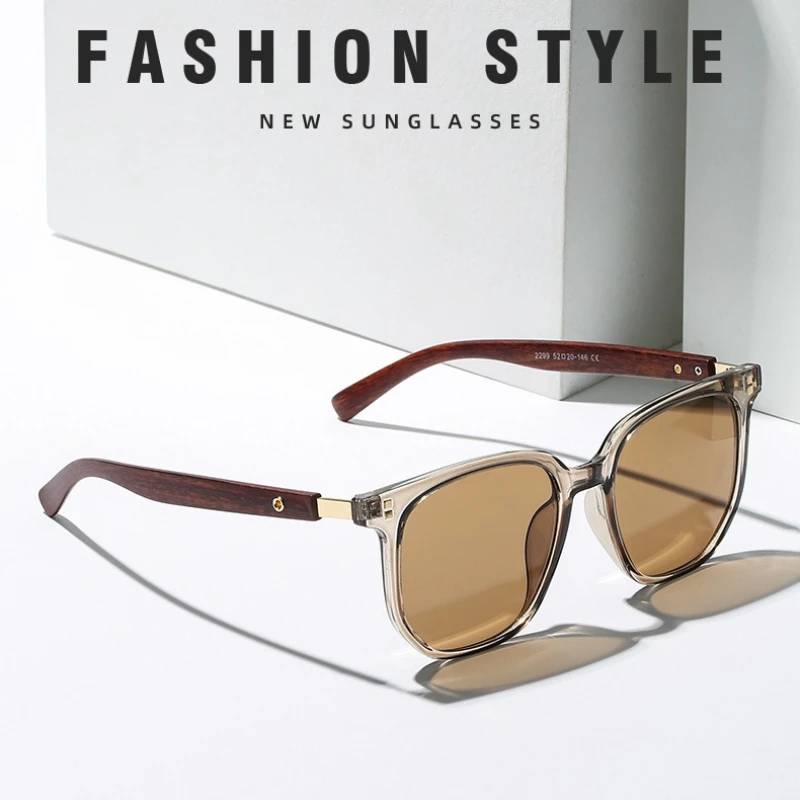 

Retro Cycling Sunglasses Men Fashion Square Eyeglasses Vintage Driving Glasses Women Luxury Wood Anti-Blu-Ray Lens Eyewear UV400
