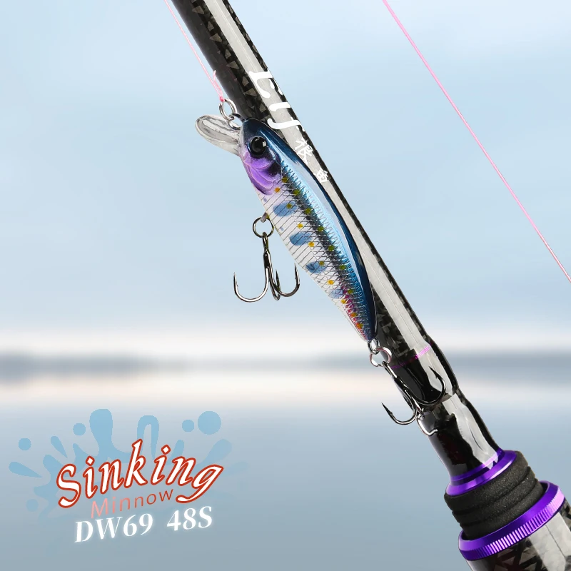 TSURINOYA Fishing Lure 48S tonący błystka garnitur 5 sztuk DW69 48mm 3.3g woblery wędkarskie Jerkbait Bass przynęta na pstrąga Swimba — zdjęcie 7